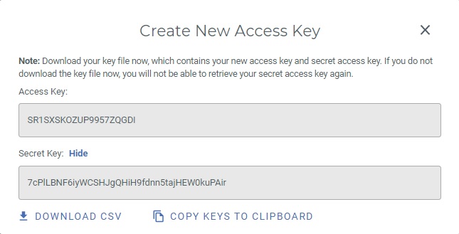 wasabi create new access key