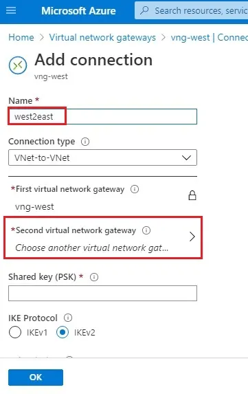 add virtual network gateway