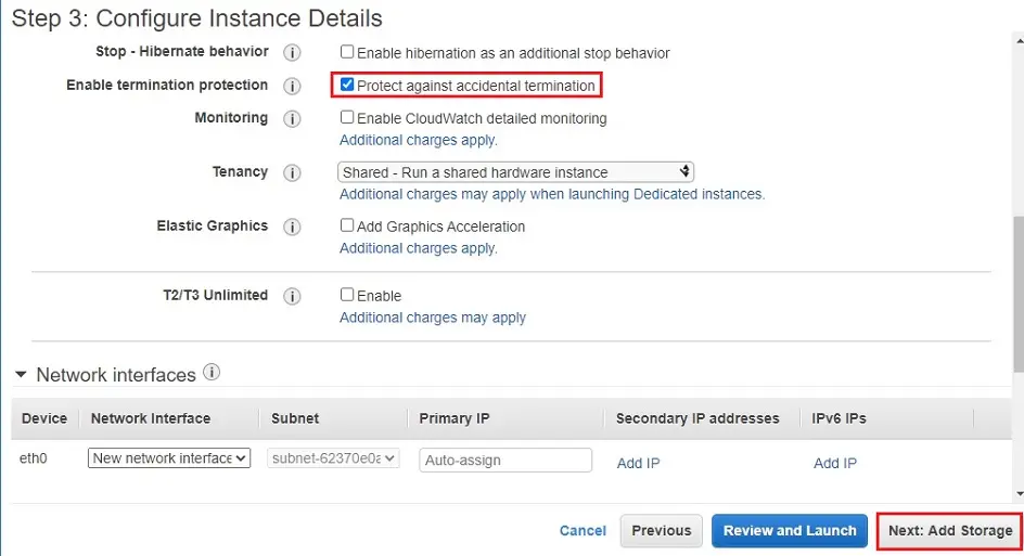 aws configure instance details