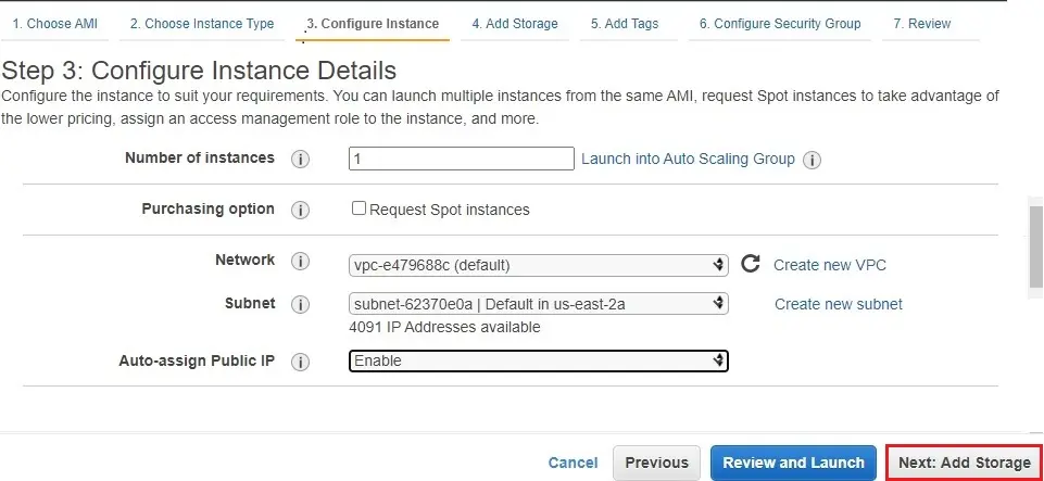 aws configure instance details