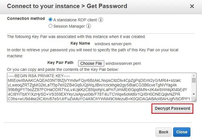 aws decrypt password