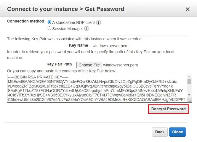 aws decrypt password