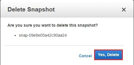 aws delete snapshot yes