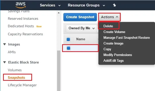 aws delete snapshot