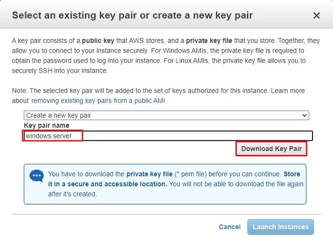 aws download key pair