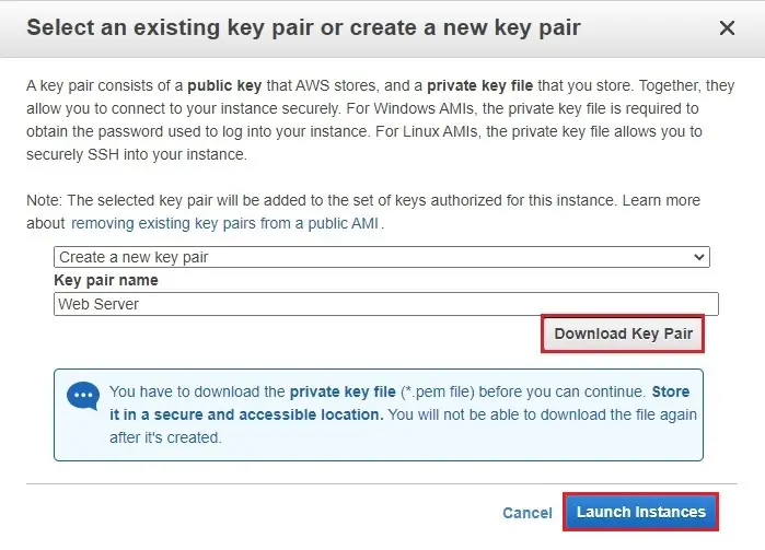 aws download key pair