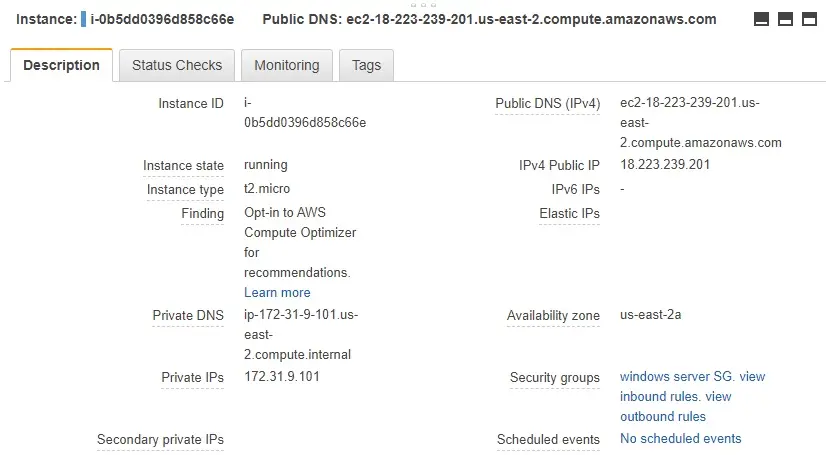 aws instance description