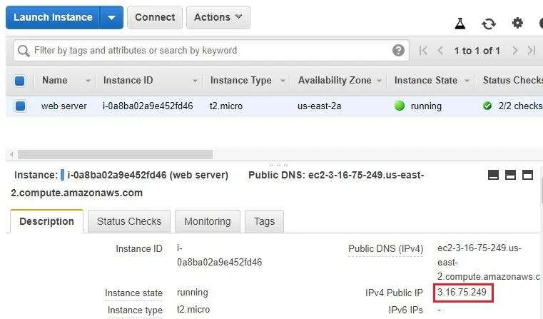 aws instance running