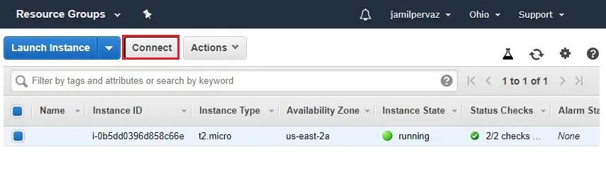 aws instance running