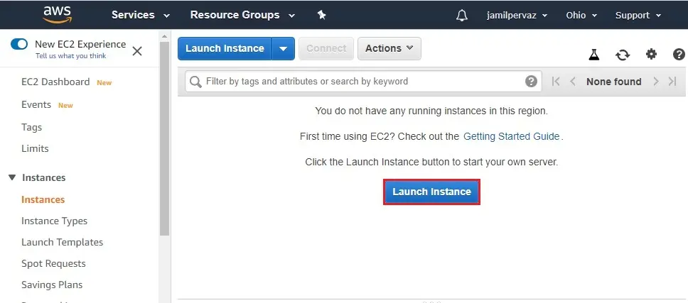 aws launch instance