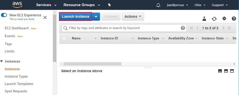 aws launch instance