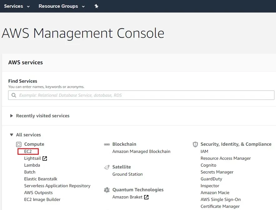 aws management console