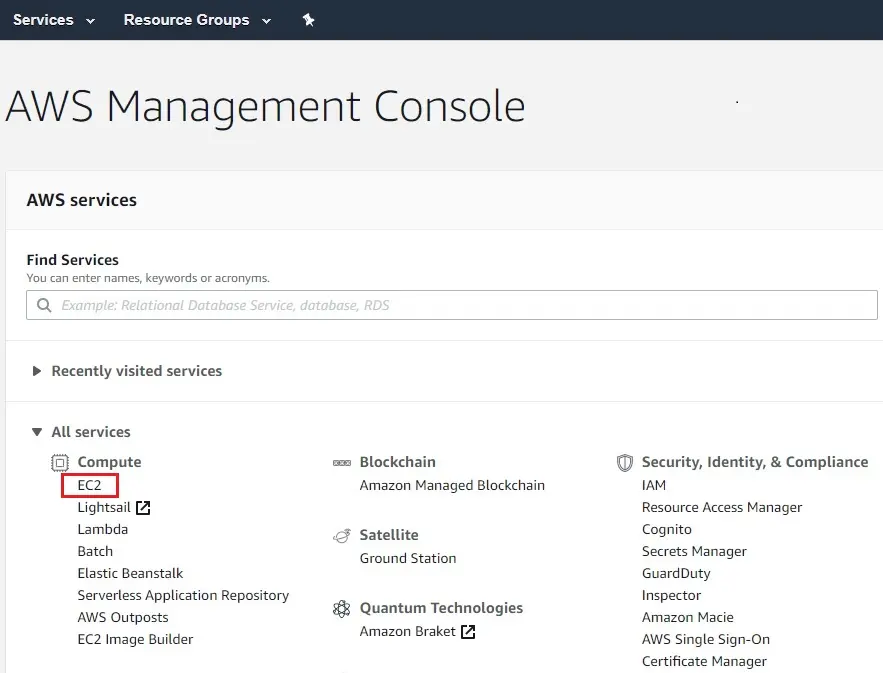 aws management console