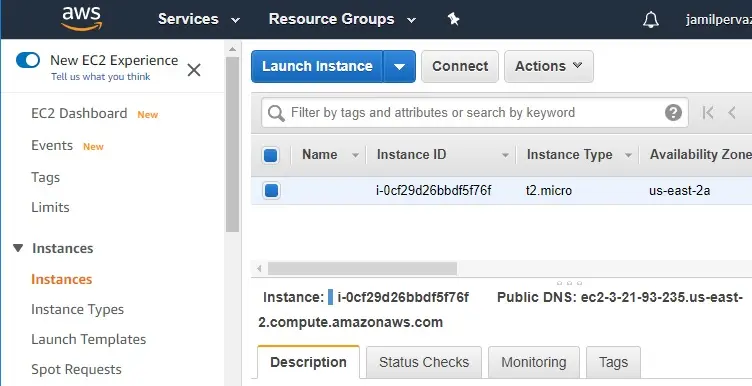 aws management instance