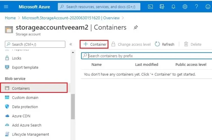 azure add container