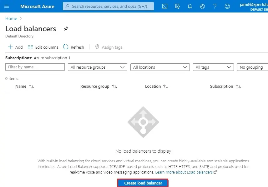 azure create load balancer