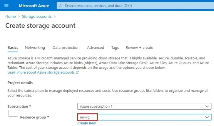 azure create storage account