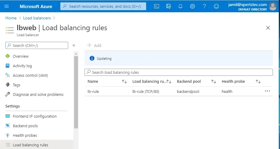 azure load balancing rule