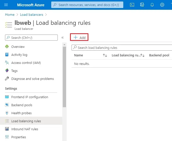 azure load balancing rule