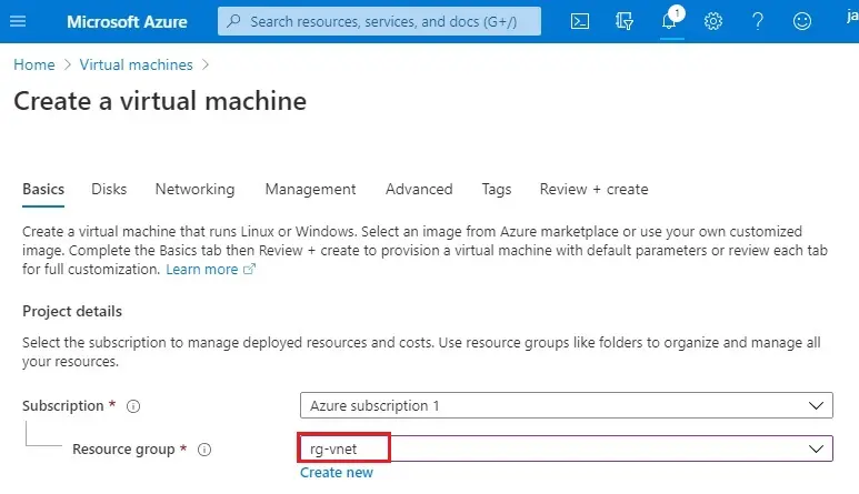 azure new vm wizard