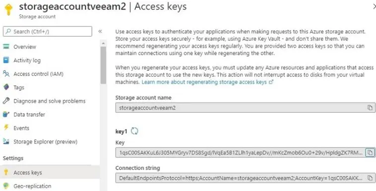 azure storage account access key