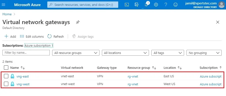 azure virtual network gateway