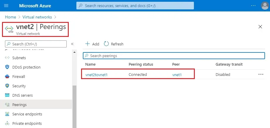 azure vnet peering