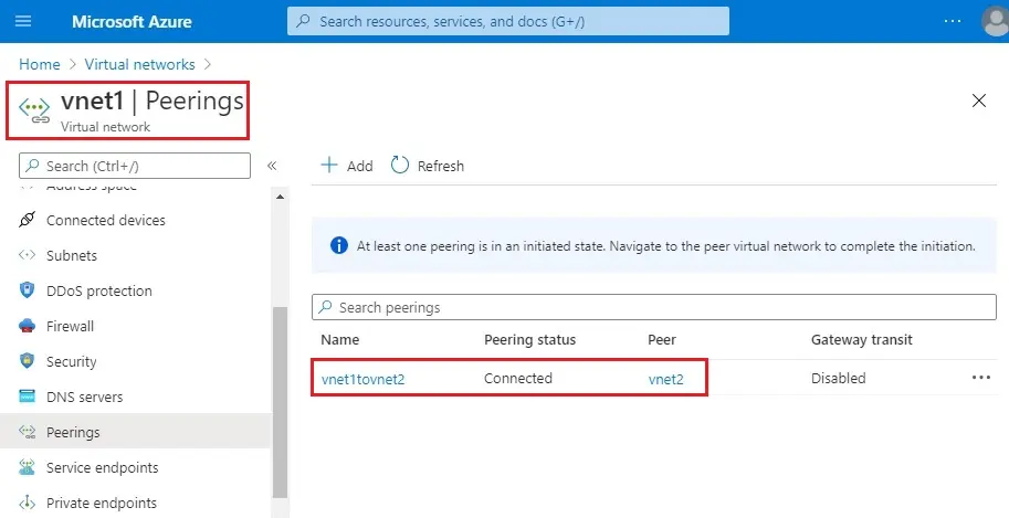 azure vnet peering