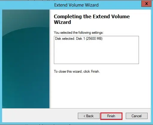 completing the extend volume