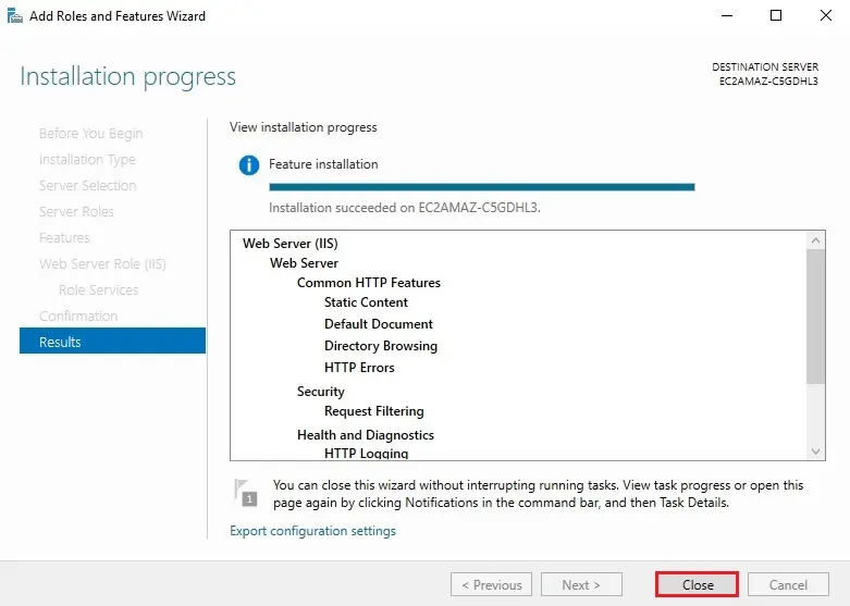 confirm installation selection results