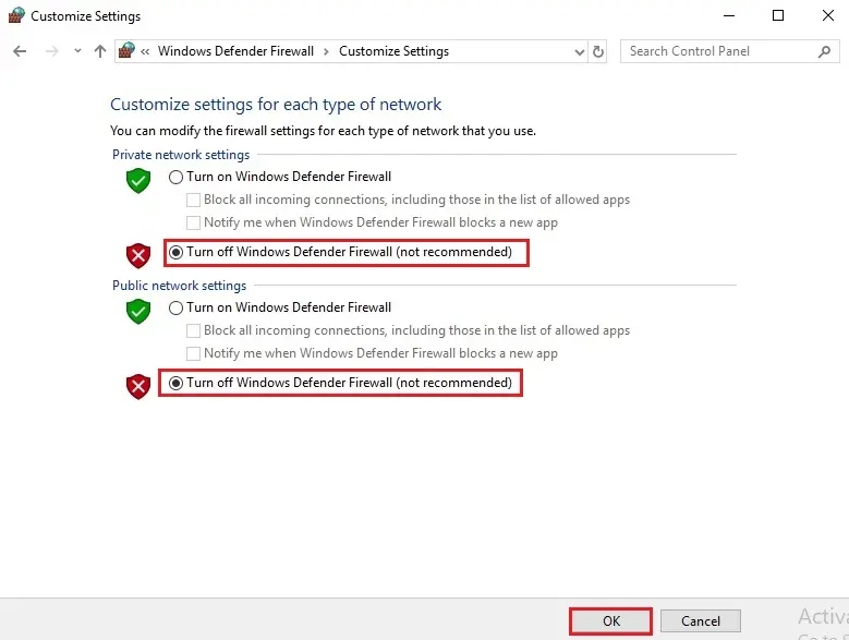 customize settings for each type of network