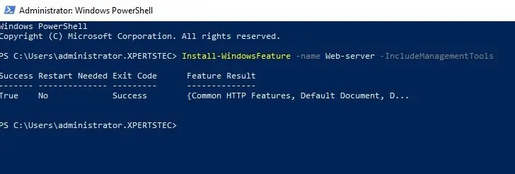 install iis powershell