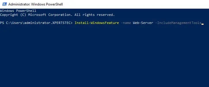 installed iis powershell