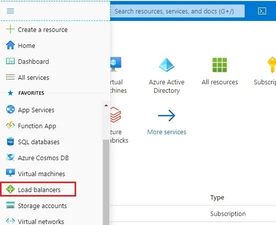 microsoft azure menu