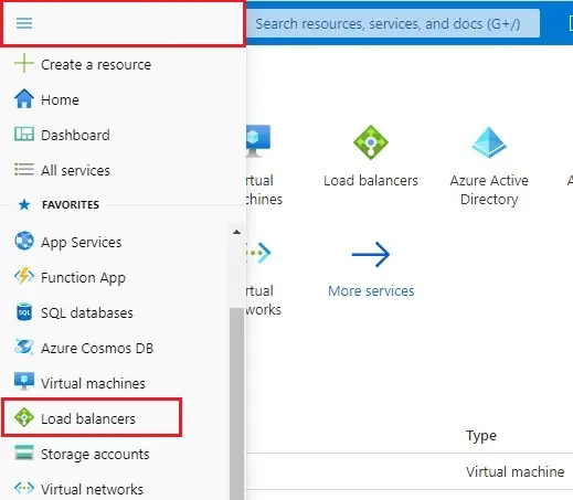 microsoft azure menu