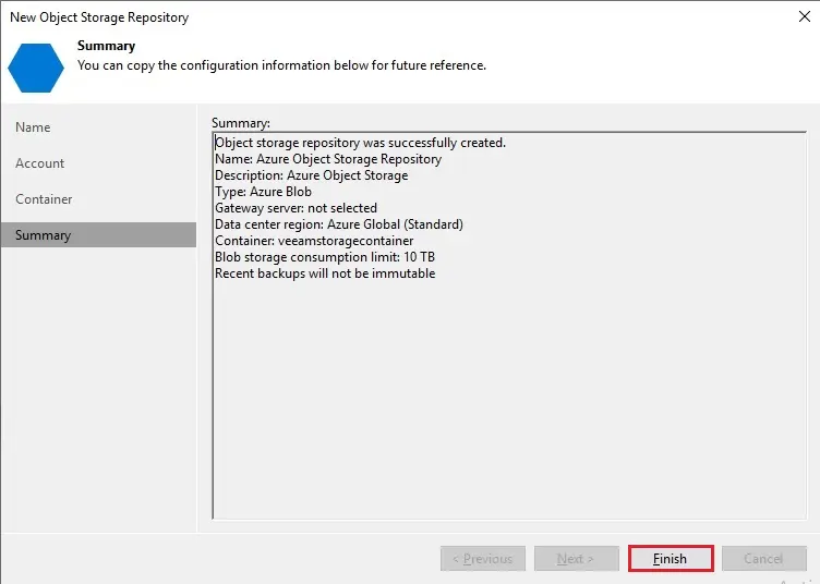 new object storage repository summary