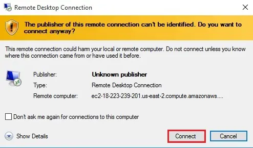 remote desktop connection publisher