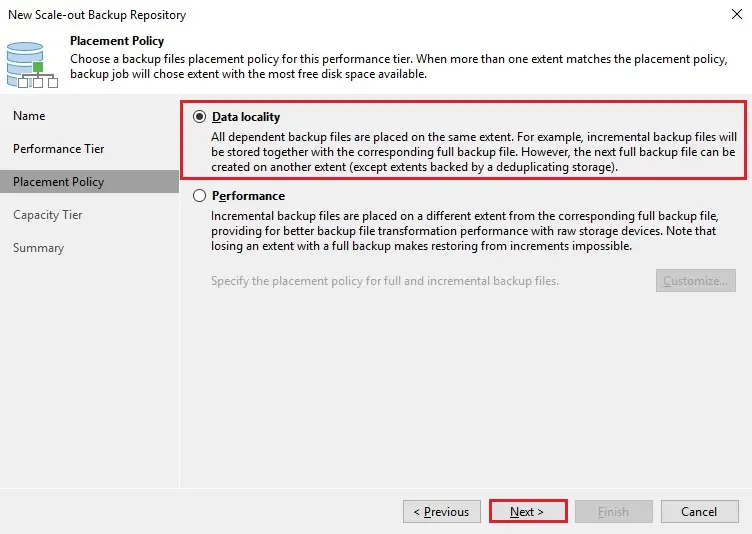 scale-out repository performance policy