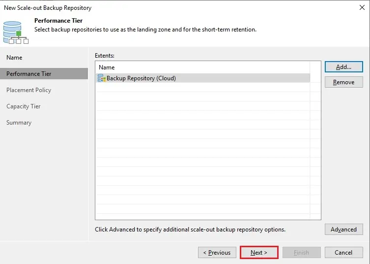 scale-out repository performance tier