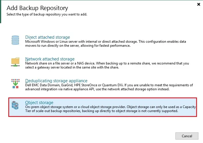 veeam add backup repository