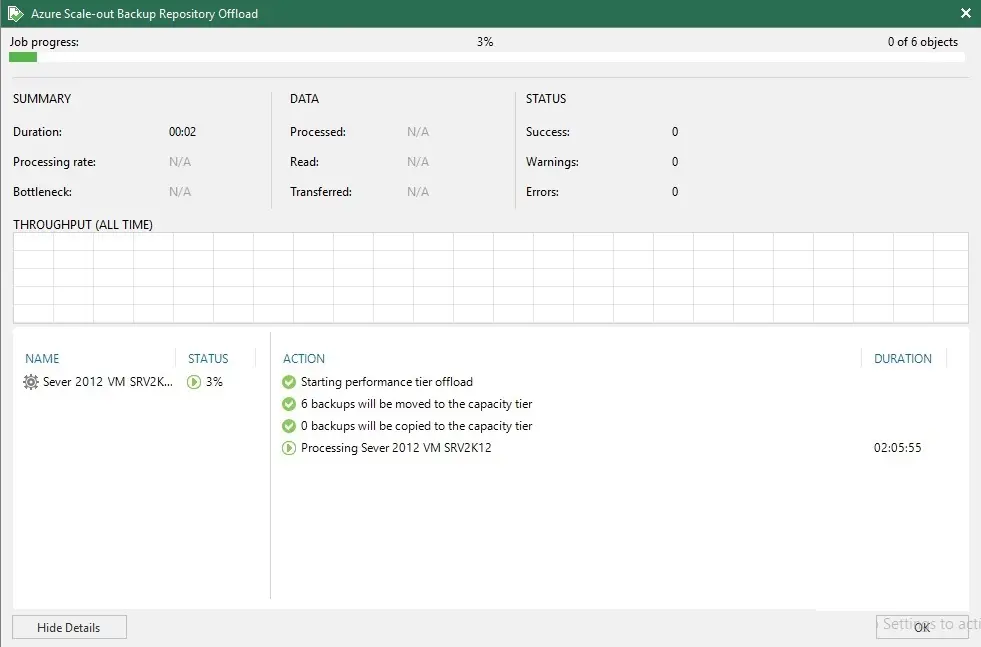 veeam job progress