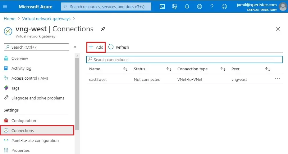 virtual network gateway connection