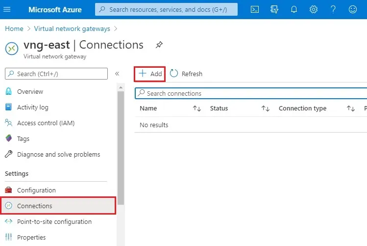 virtual network gateway connection