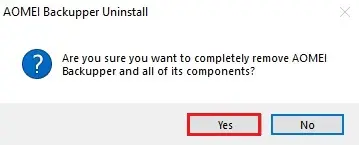 AOMEI backupper uninstall yes