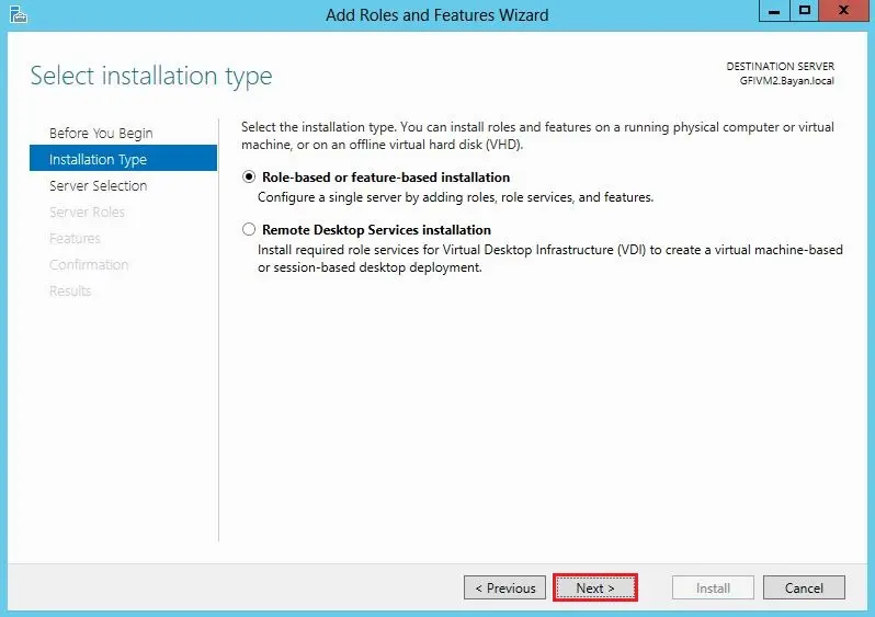 add role installation type