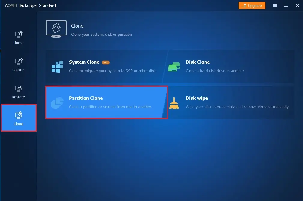 aomei backupper partition clone