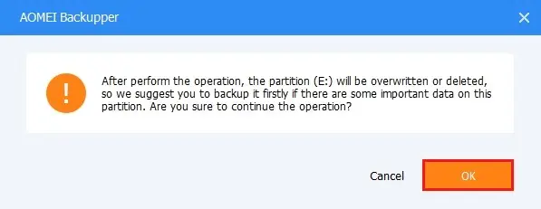 aomei backupper perform operation