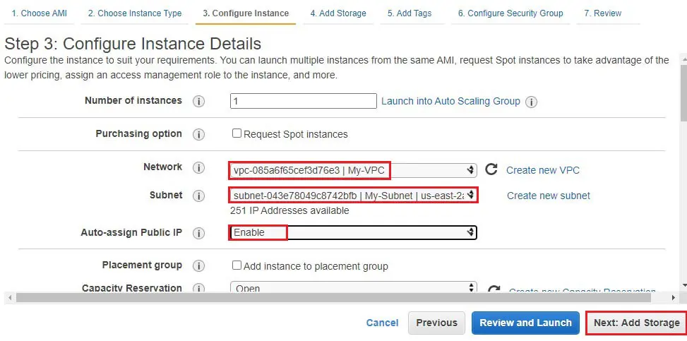 aws configure instance details