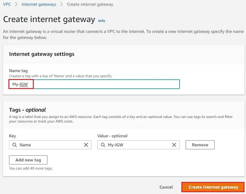 aws create internet gateway name