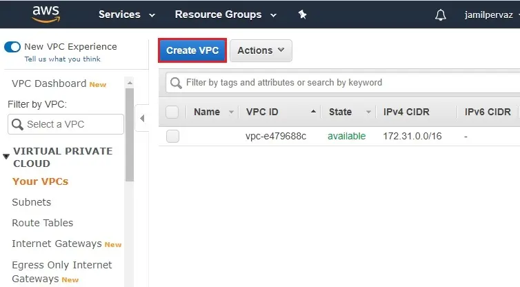 aws create vpc